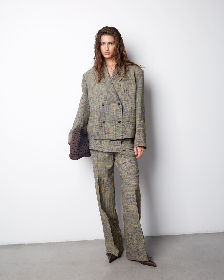 Баска-юбка из шелка и вискозы Боттега Венета желтый/синий