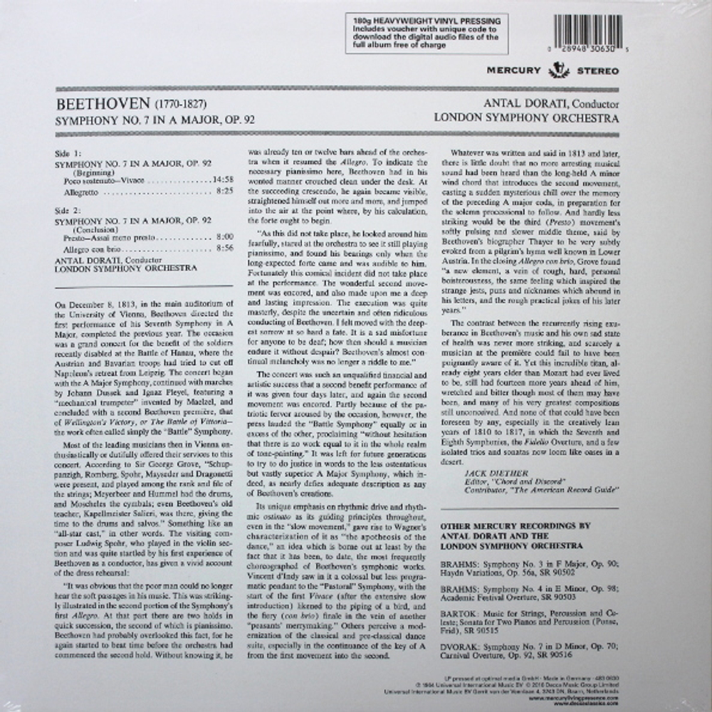 Antal Dorati / Beethoven: Symphony No.7 (LP)