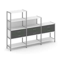 Shelf System Трехсекционный стеллаж четырех/трех/двухярусный с ящиками SN.STM-431 Белый/Антрацит/Мет