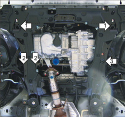 Защита картера Двигателя, КПП. 5 мм, Алюминий. для Honda Accord VIII 2008-2012 MOTODOR.30804
