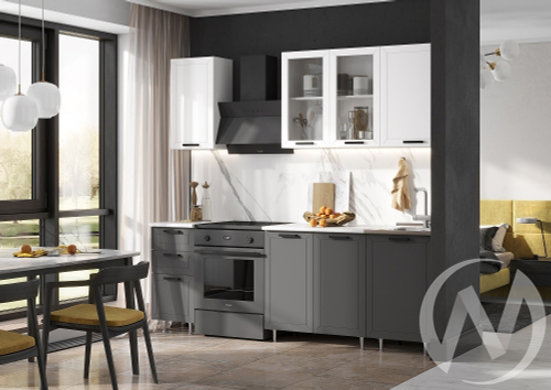 Кухня Монако 1;7м (графит/белый снег софт; графит софт/антарес) Компоновка №1