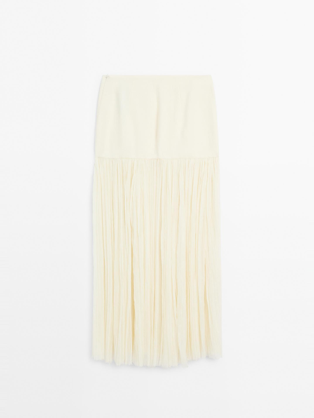 Massimo Dutti Длинная юбка-кушак из смеси шелка, натуральный