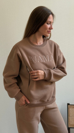 Свитшот Мама премиум утепленный, Мокко