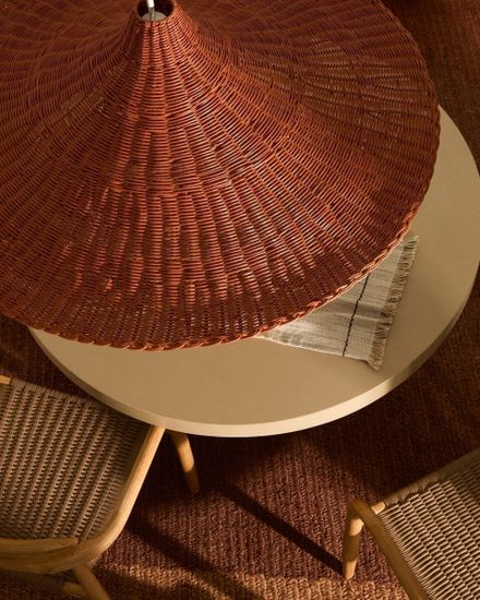 Bladia Абажур из ротанга с терракотовой отделкой Ø90 см