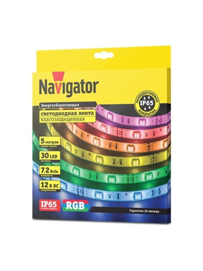 Лента светодиодная 71 428 NLS-5050RGB30-7.2 IP65 12B R5 7.2Вт/м (уп.5м) Navigator 71428