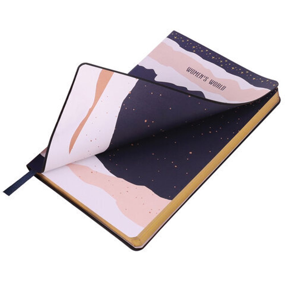 Ежедневник недатированный А5 (138х213 мм), BRAUBERG VISTA, под кожу, гибкий, фольга, 136 л., "Women's World", 112037