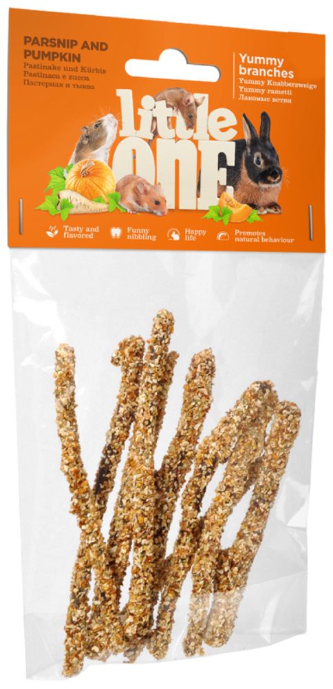 Little One лакомство для грызунов Лакомые ветви с пастернаком и тыквой (пакет) 35г