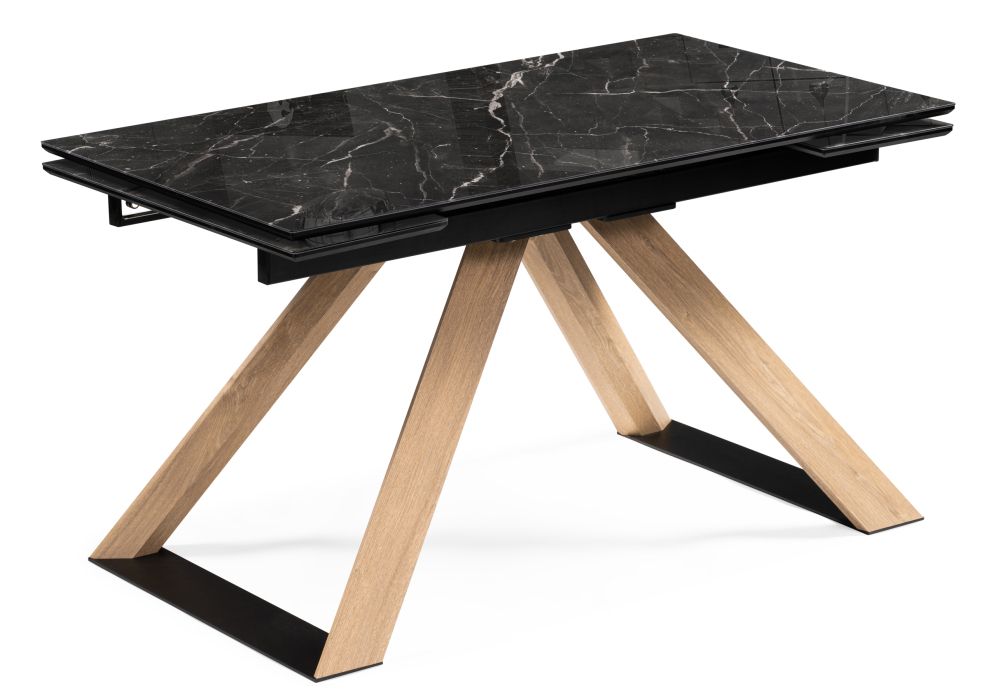 Стеклянный стол Гарднер 140х80х76 черный / дуб монтана