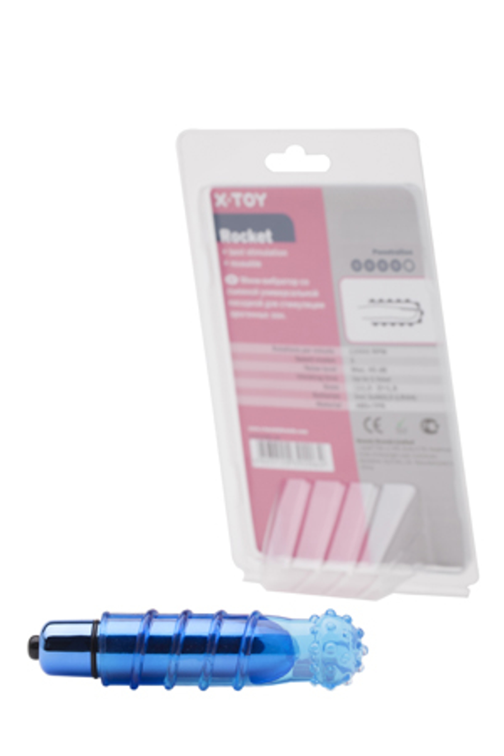 Синяя вибропуля с насадкой Rocket (Цвет: синий)