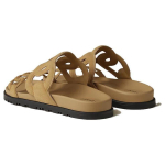 Hermes Extra comfortable Simple one-word slippers women's light brown, H222301Z VD