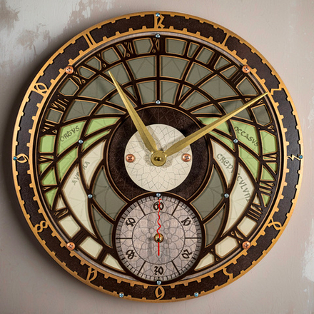 Настенные часы "Башня Времени - Сумерки" деревянные с бесшумным механизмом