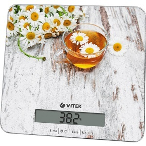 Кухонные весы VITEK VT-8008, точность измерения 1г, с термометром, стекло