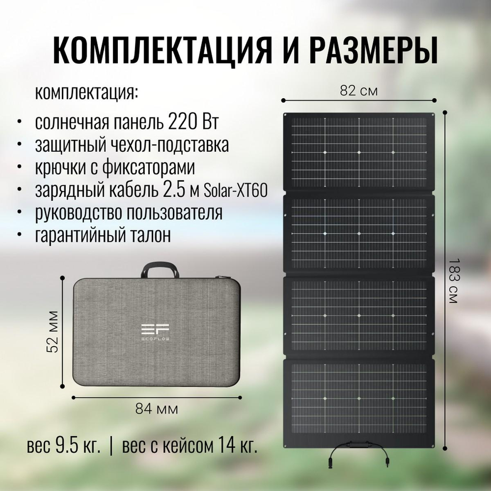 Солнечная панель складная двусторонняя EcoFlow 220 Вт