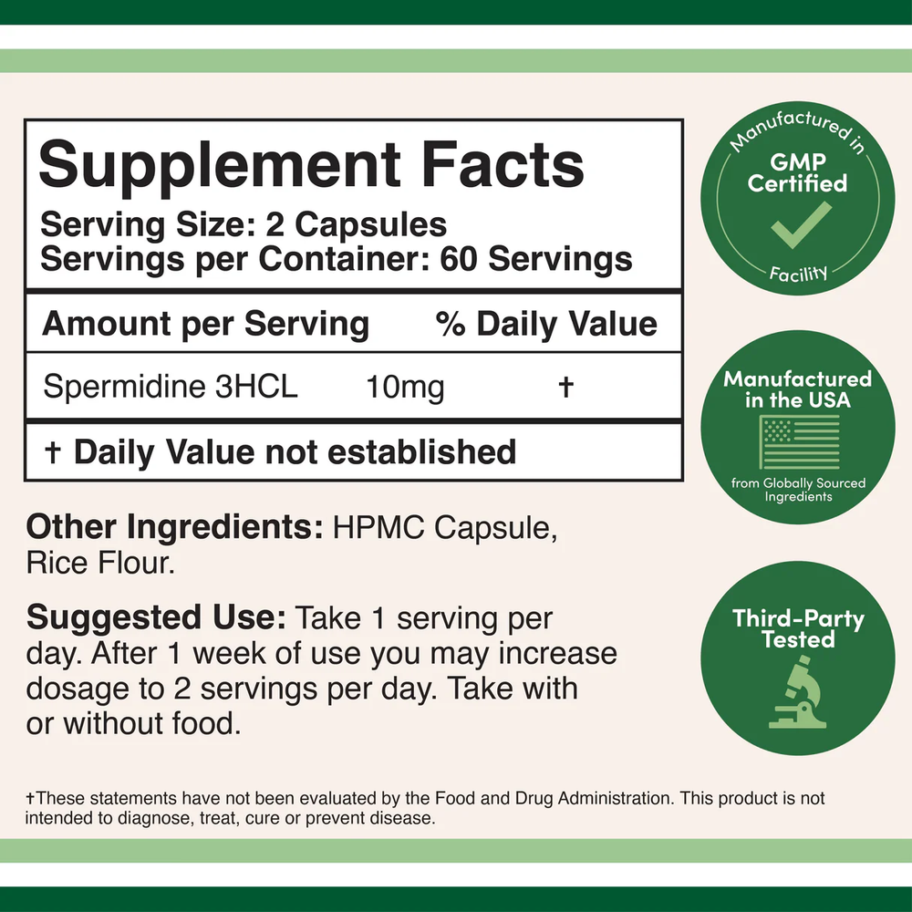 Double Wood Supplements - Spermidine - 120 x 5 mg capsules