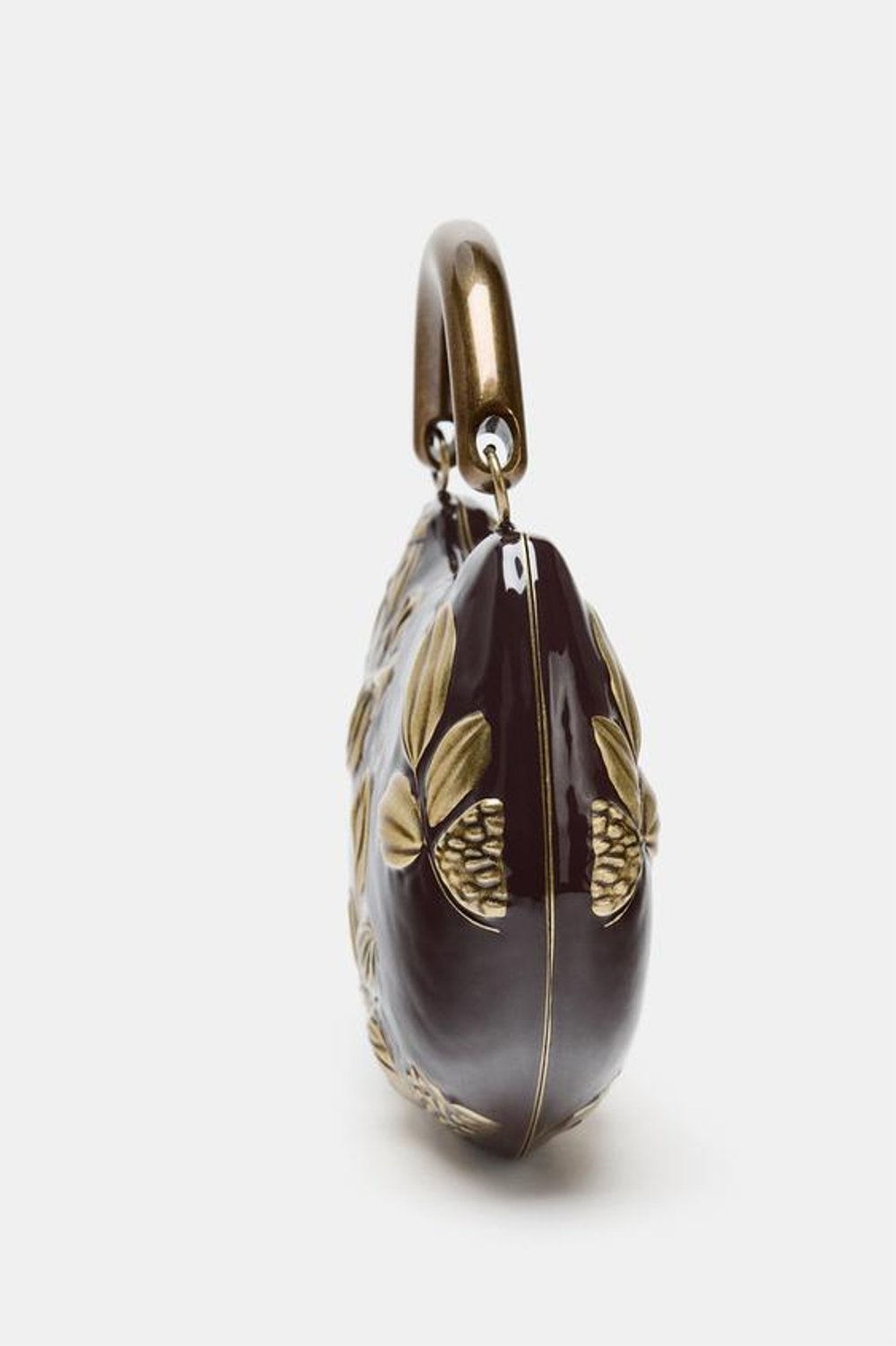 ZARA ЖЕСТКАЯ СУМКА С ЦВЕТОЧНЫМ ПРИНТОМ, БОРДОВО-КРАСНЫЙ