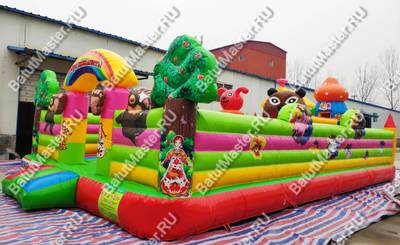 Коммерческий надувной батут "Маша и Миша", 10*6*2,8 м