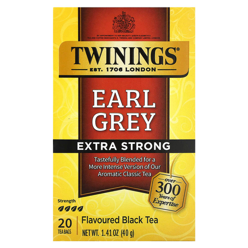 Twinings, черный чай, с бергамотом, экстракрепкий, 20 чайных пакетиков, 40 г (1,41 унции)