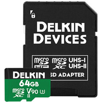 Карта памяти Delkin Devices Power 2000X microSDXC 64GB UHS-II U3 V90, R/W 300/250 МБ/с c адаптером