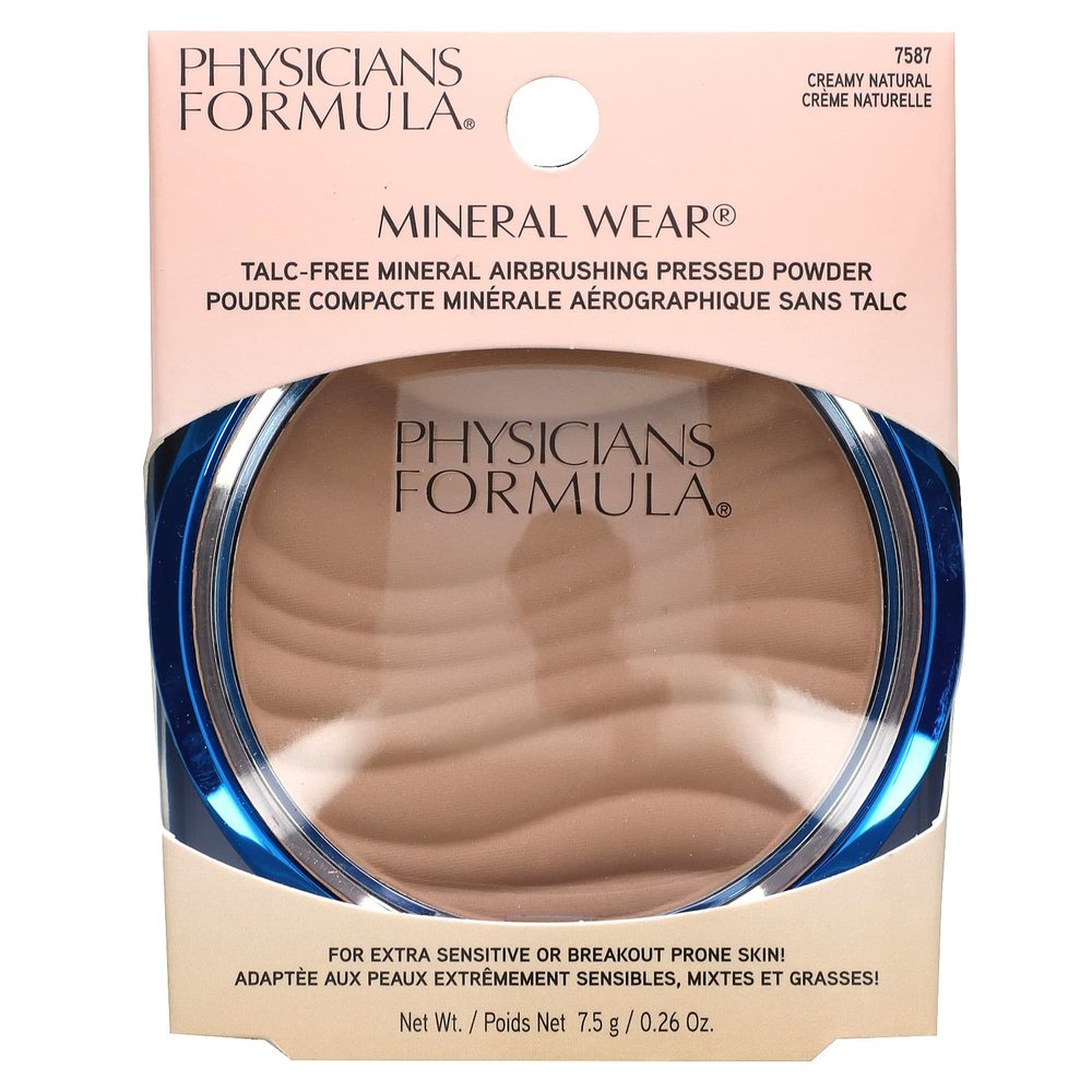Physicians Formula, Mineral Wear, минеральная прессованная пудра без талька, 7587 кремообразный натуральный, 7,5 г (0,26 унции)