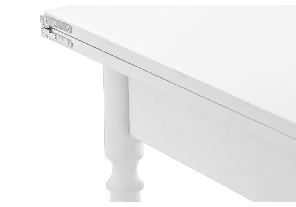 Стол Брентон с ящиком 60(120)х79х75 белый глянец