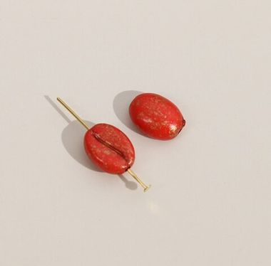 Подвеска Кофе зерно, красный, акрил, 10*8 мм, Ф071
