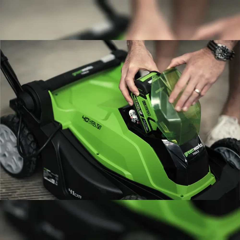 Аккумуляторная газонокосилка Greenworks G40LM41K3 40В (1 x 3 Ач, ЗУ) нож 41 см, 2504707UE