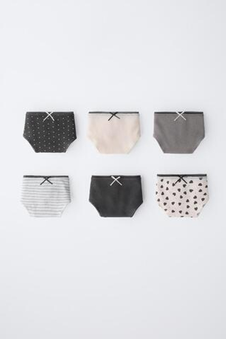 ZARA НАБОР ИЗ ШЕСТИ ТРУСОВ С ПРИНТОМ, ЧЕРНЫЙ