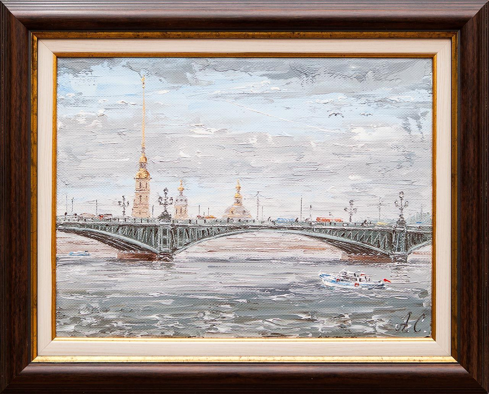 Картина маслом "Троицкий мост" Стеняев Non KGT