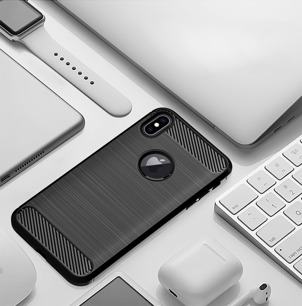 Чехол для iPhone X цвет Black (черный), серия Carbon от Caseport