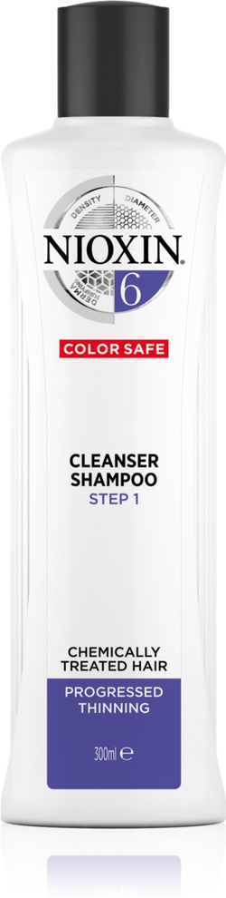 Nioxin System 6 Color Safe Cleanser Shampoo - очищающий шампунь для обесцвеченных волос /   300  ml  / GTIN 8005610494791