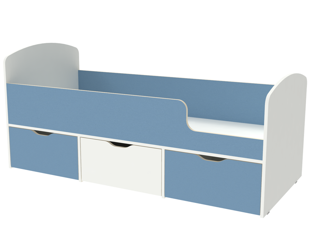 Кровать КарИВи Малыш Мини Белый  Светло-синий, голубой