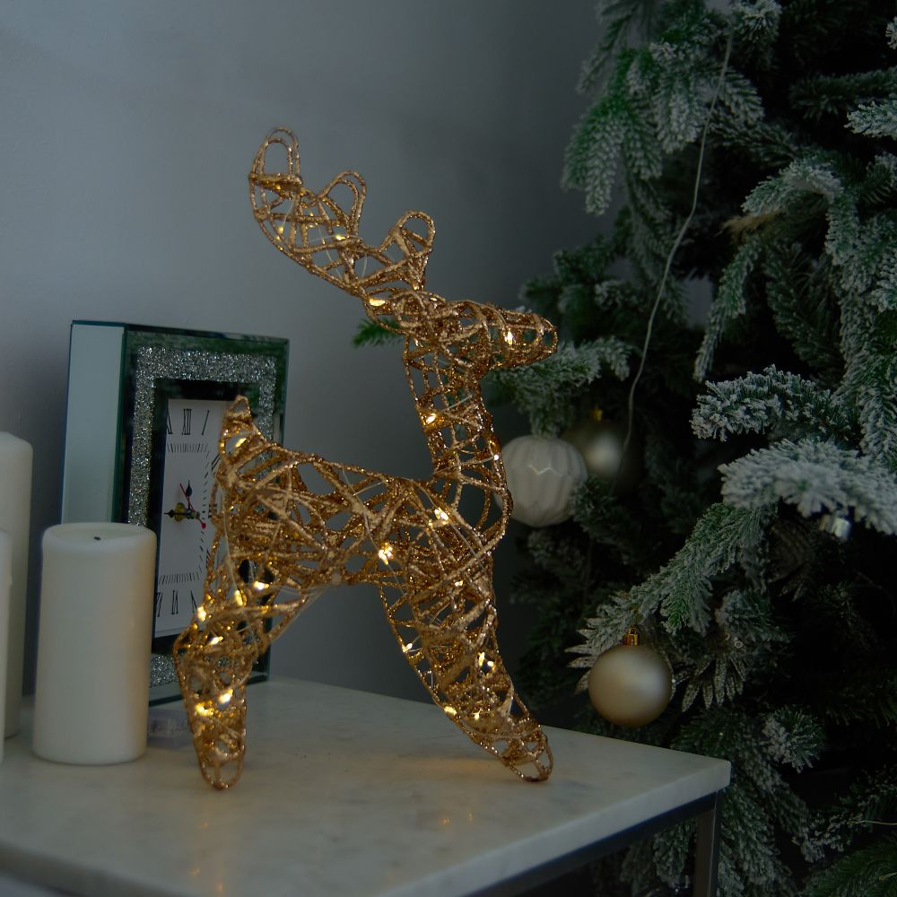 ULD-M2430-030-STB-3AA WARM WHITE IP20 GOLDEN DEER Фигура светодиодная каркасная Золотой олень. на батарейках 3АА не в-к. 24х30см. 30 светодиодов. Теплый белый свет. Провод прозрачный. TM Uniel