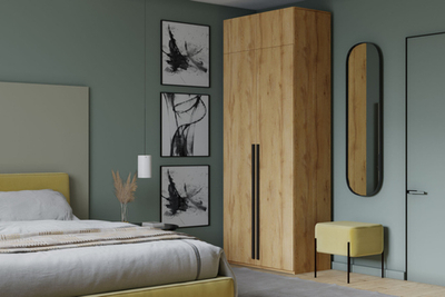 Распашной двухсекционный шкаф Лорена Пакс-2 с антресолью Дуб Золотистый U1148 80*40*230 см, Желтый   Фиеста