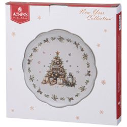 ТАРЕЛКА ОБЕДЕННАЯ AGNESS "С НОВЫМ ГОДОМ!" 24,5*2,5 СМ (КОР=16ШТ.)