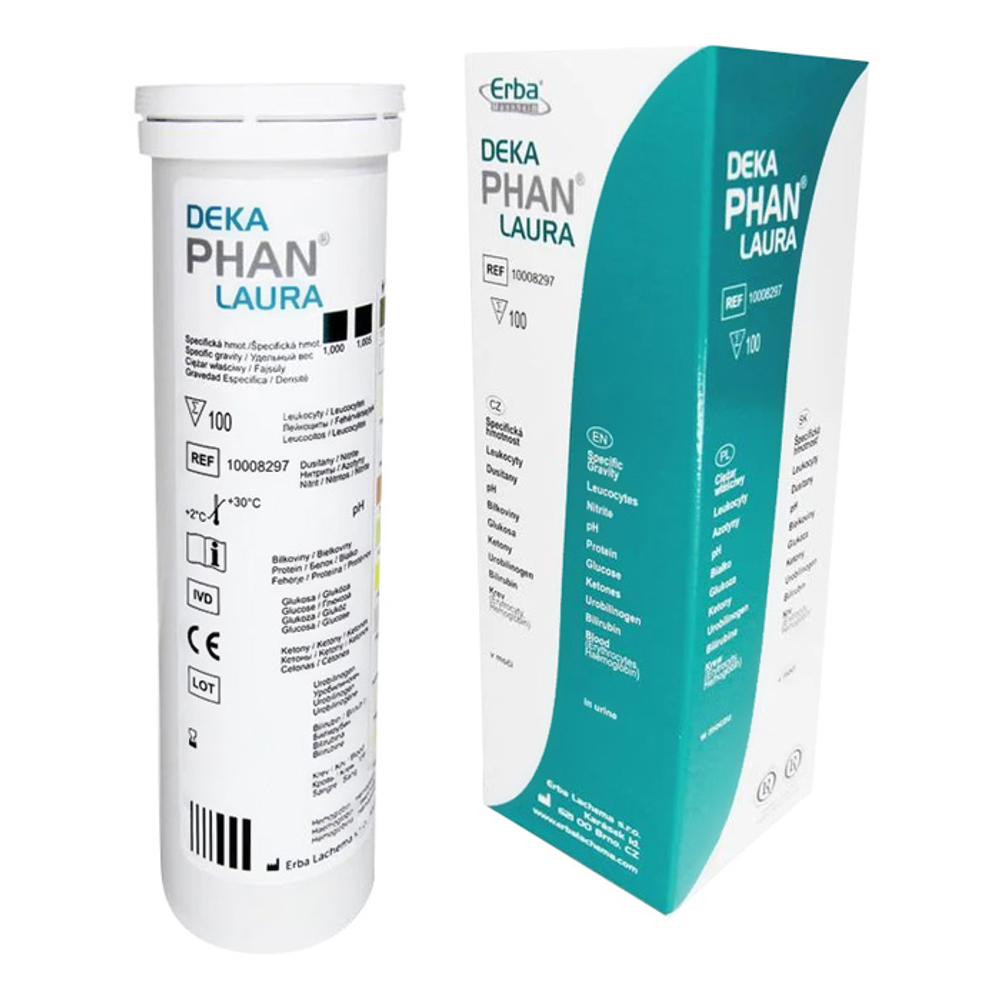 Декафан Лаура (глюк,кет,кровь,бел,рН,бил,уробил,нитриты,уд.вес,лейк.), 100 опр., Лахема