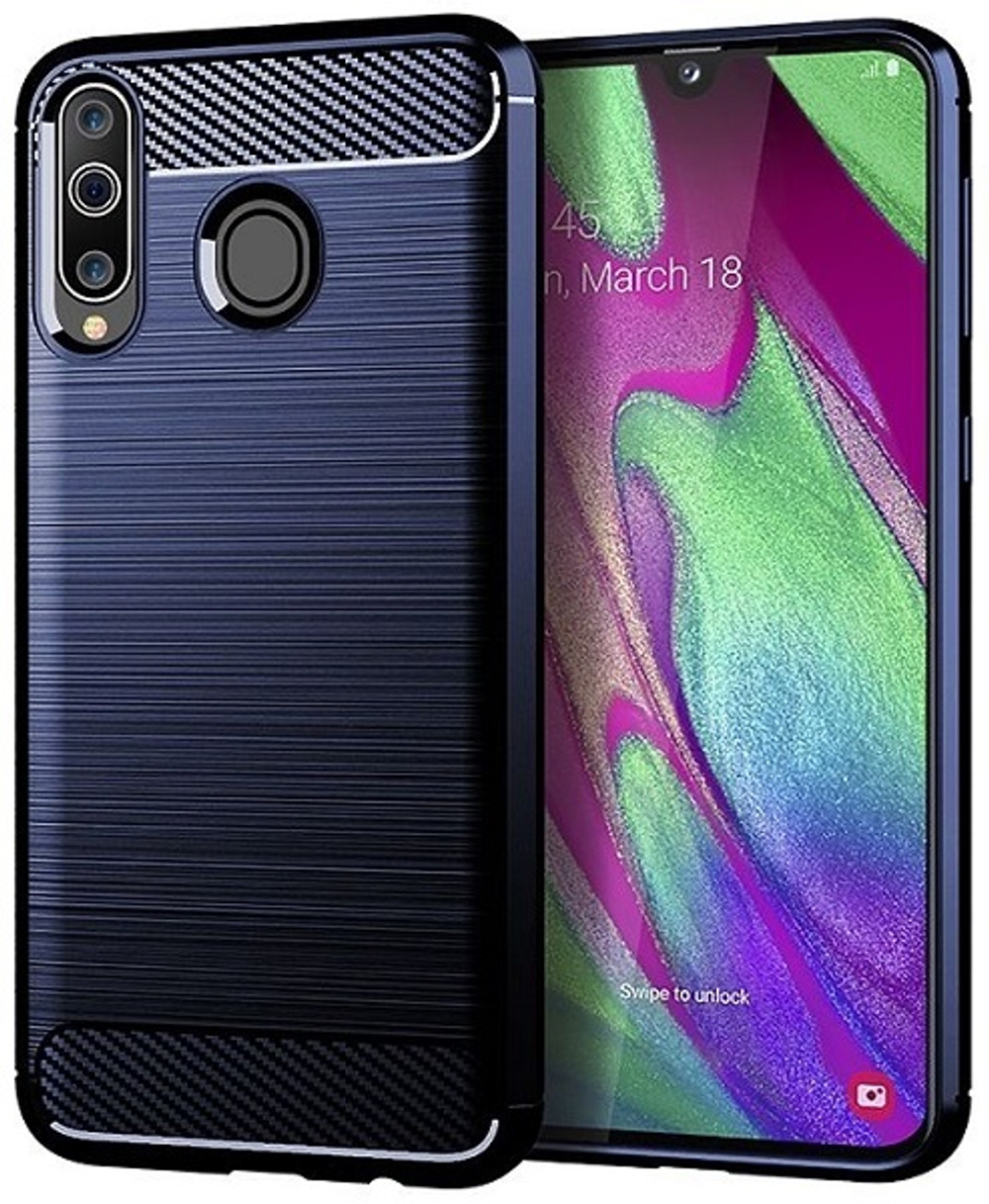 Чехол для Samsung Galaxy A40S (Galaxy M30) цвет Blue (синий), серия Carbon от Caseport