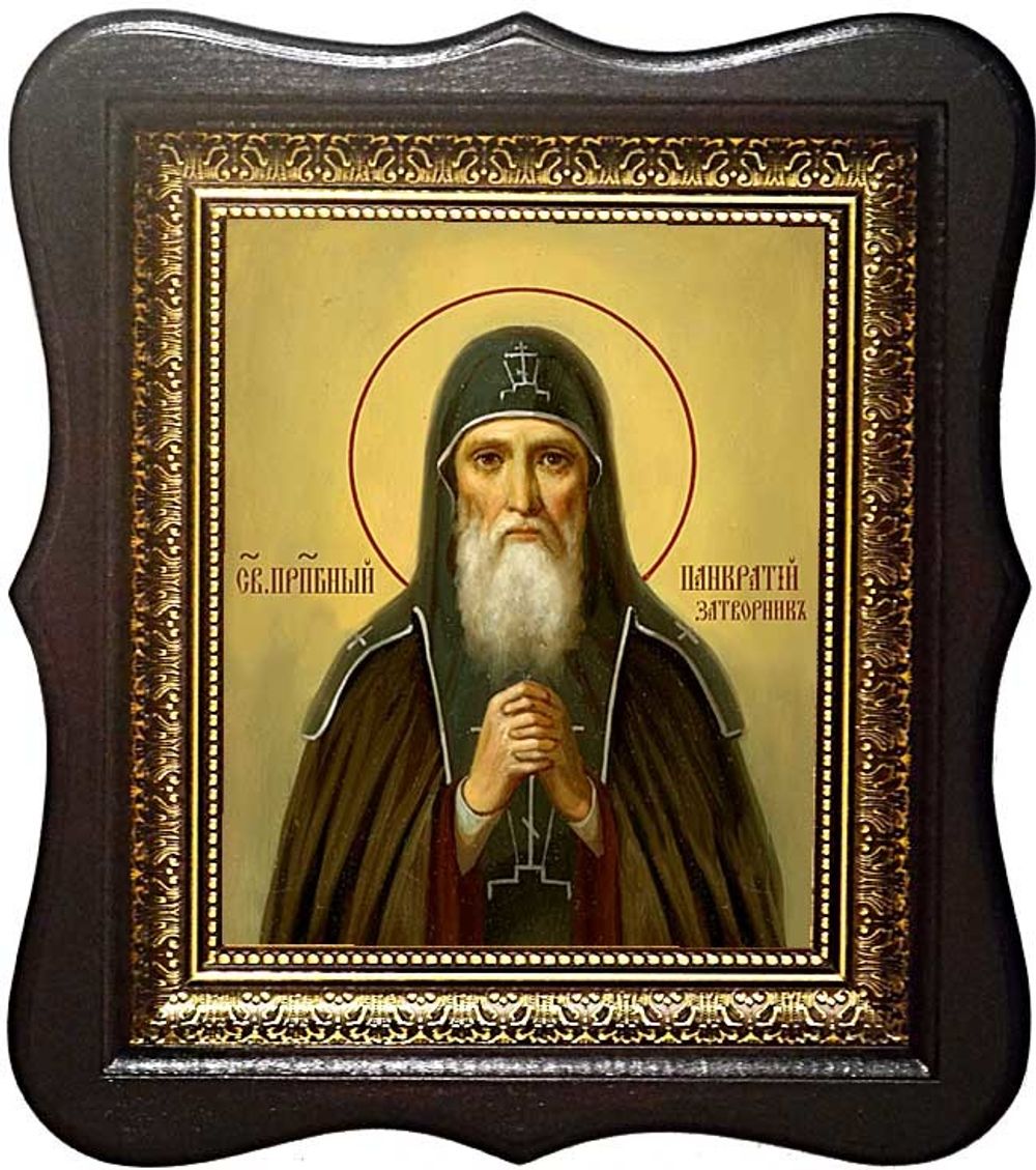 Панкратий Печерский, Преподобный, затворник, иеромонах. Икона на холсте в киоте