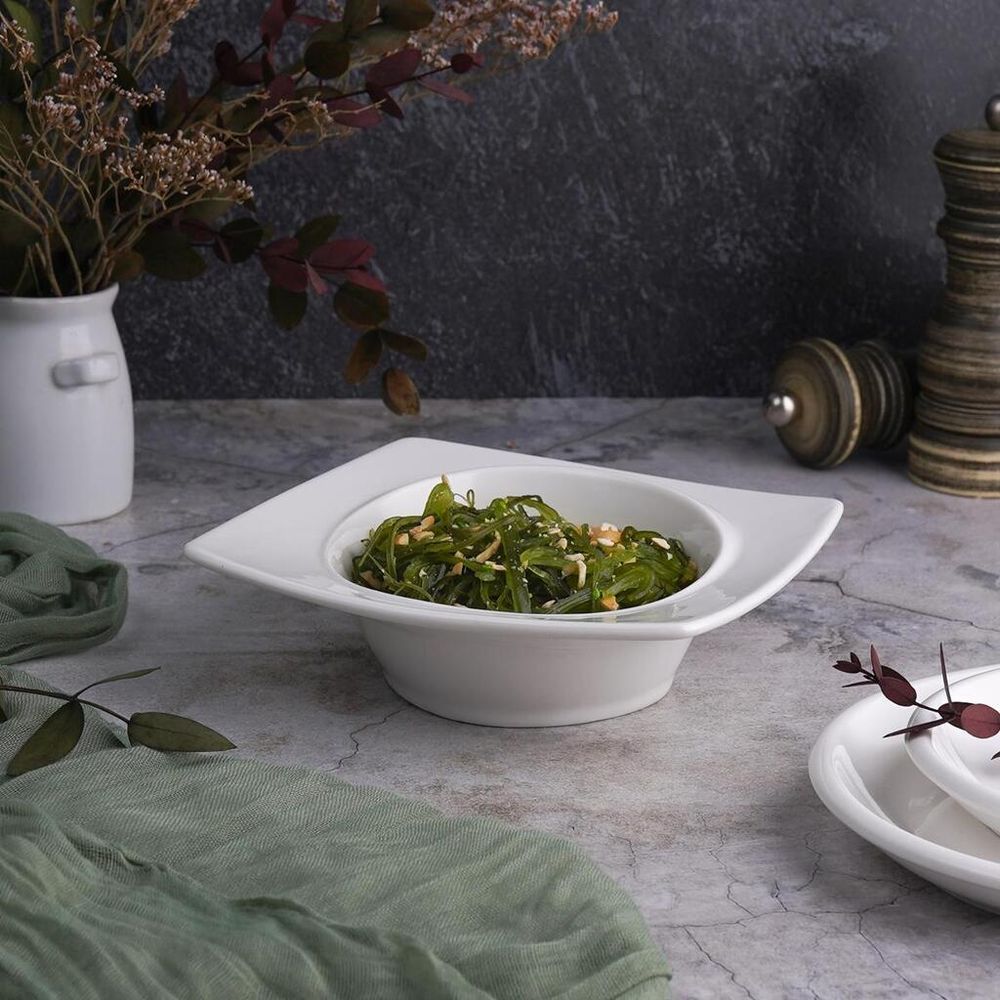 Салатник 185 мл 15*15 см h4,5 см с бортом Asymmetry белый фарфор NEW P.L. Proff Cuisine [6]