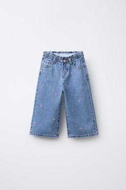 ZARA ДЖИНСЫ С ВЫШИВКОЙ, СВЕТЛО-ГОЛУБОЙ