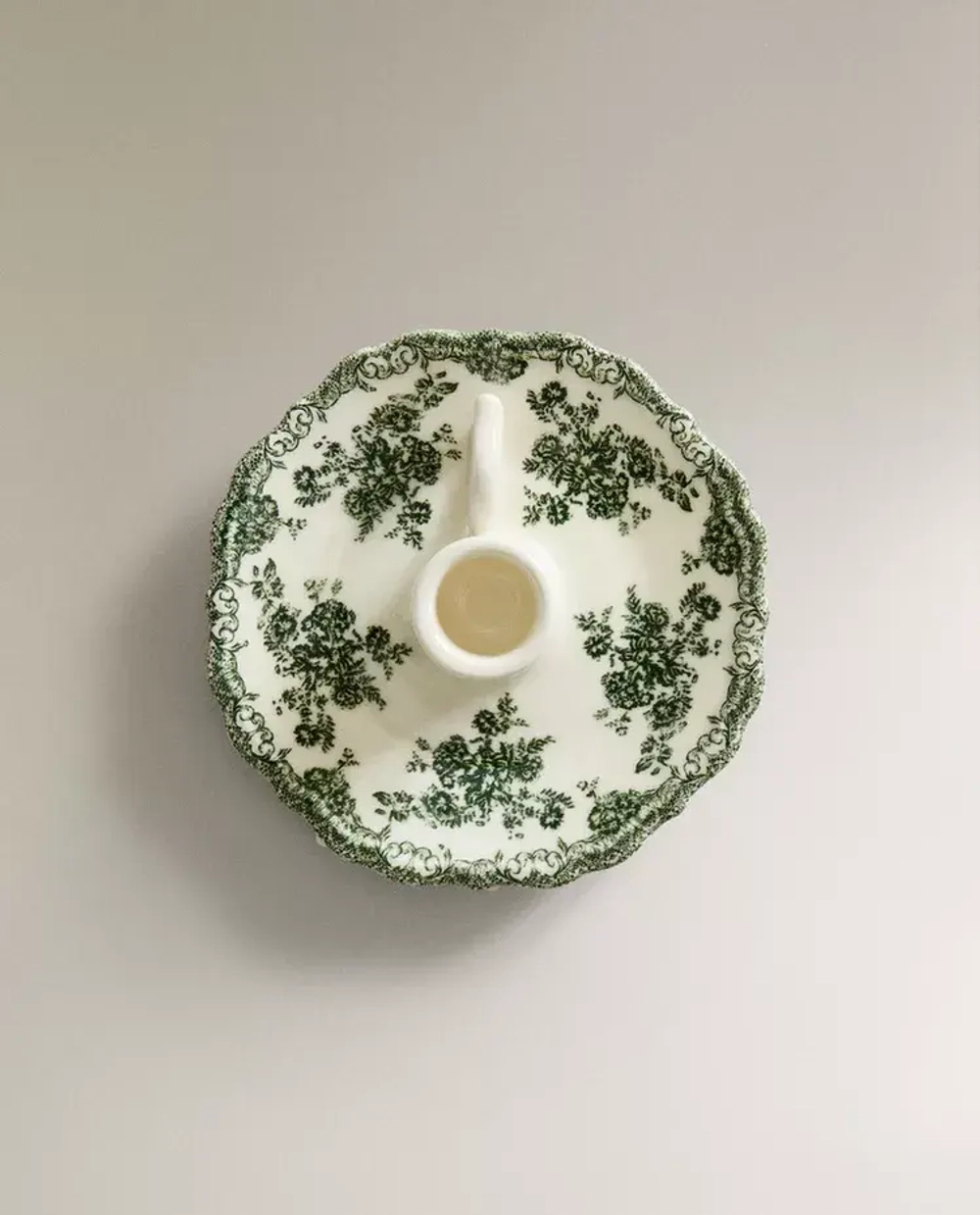 ZARA HOME ПОДСВЕЧНИК В ФОРМЕ ЦВЕТКА, ОЛИВКОВЫЙ