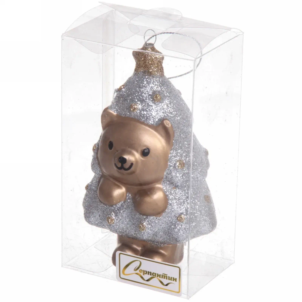 Ёлочная игрушка «Медвежонок-ёлочка» 7,5*5*12 см, серебро