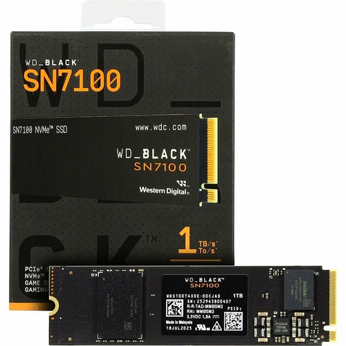 Жесткий диск SSD M.2 1Tb Western Digital WD Black SN7100, 7250/6900MBs, 140000 IOPS, 3D TLC, PCI-E 4.0 x4 (WDS100T4X0E)