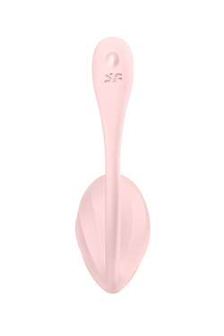 Виброяйцо Satisfyer Ribbed Petal Connect App с пультом ДУ, розовое, 7,8 см