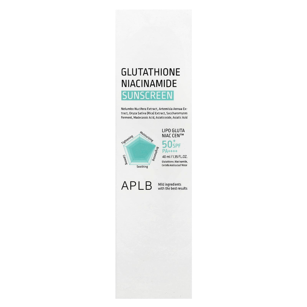 APLB, Glutathione Niacinamide, Sunscreen, SPF 50+ PA ++++, 1.35 fl oz (40 ml)