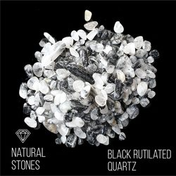 Натуральный камень Black Rutilated Quarts (Волосатик), 10-15 мм, 100гр
