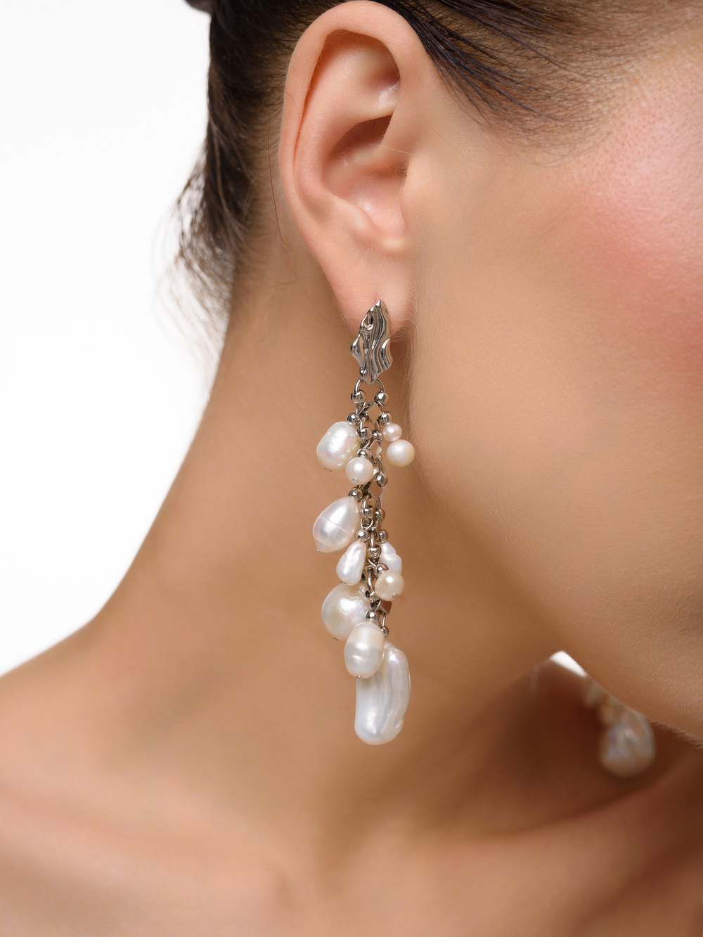 Серьги "Pearl cluster" Silver