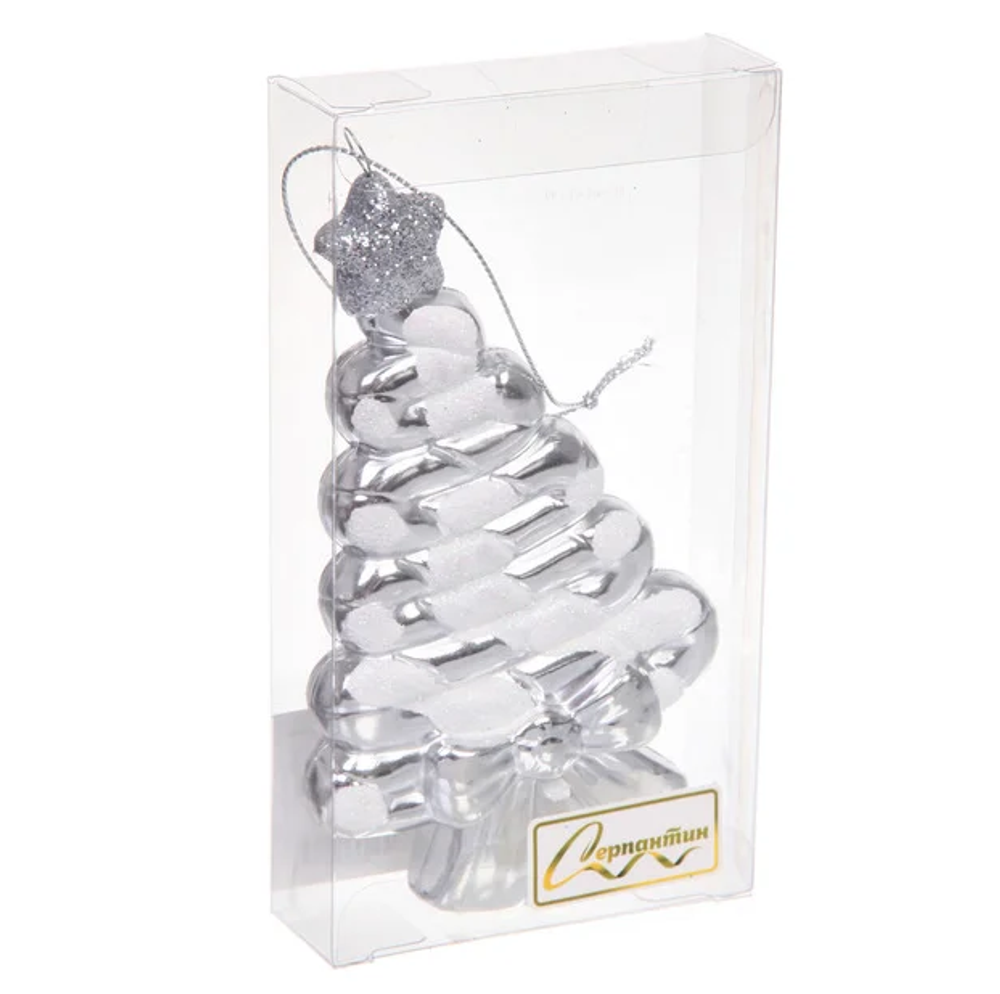 Елочная игрушка "Сладкая ёлочка" 7,5*1,5*14 см, Серебро (Серпантин)