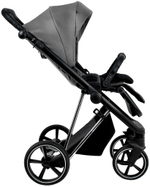 Детская коляска Roan Sol Vintage Luxury Leather 2.0 3 в 1 с автокреслом Pituso Baesa Pro Black VEGA88DB Glacier Gray/Nickel/руч.Black