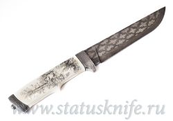 НОЖ ОХОТА АВТОРСКАЯ РАБОТА СКРИМШОУ ИГОРЬ ГУЛИН БИВЕНЬ МАМОНТА МОЗАИЧНЫЙ ДАМАСКфотография - 4