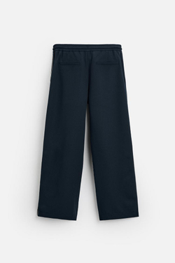 ZARA БРЮКИ ИЗ ВЫСОКОТЕХНОЛОГИЧНОЙ ТКАНИ С ЛАМПАСАМИ, МОРСКОЙ ТЕМНО-СИНИЙ